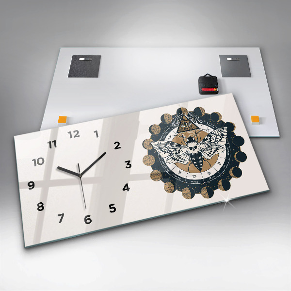 Horizontal wall clock Moon Phases and the Eye