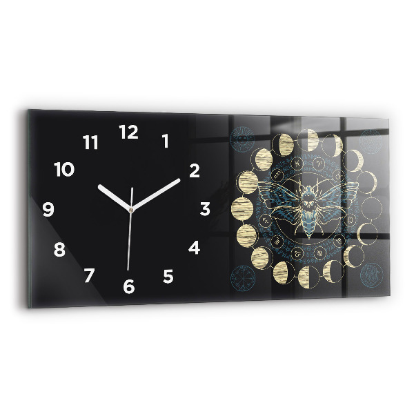 Horizontal wall clock Moon Phases and Insect