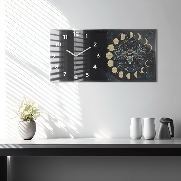 Horizontal wall clock Moon Phases and Insect