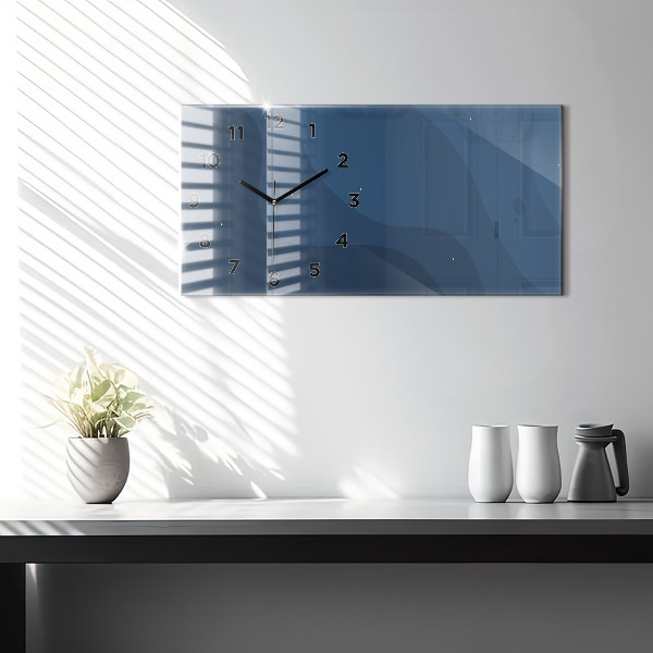 Horizontal wall clock Blue waves
