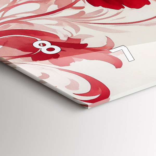 Horizontal wall clock Red flowers