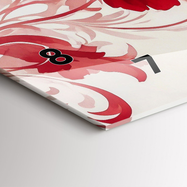 Horizontal wall clock Red flowers