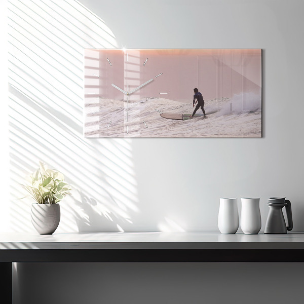 Horizontal wall clock Surfer in Hawaii