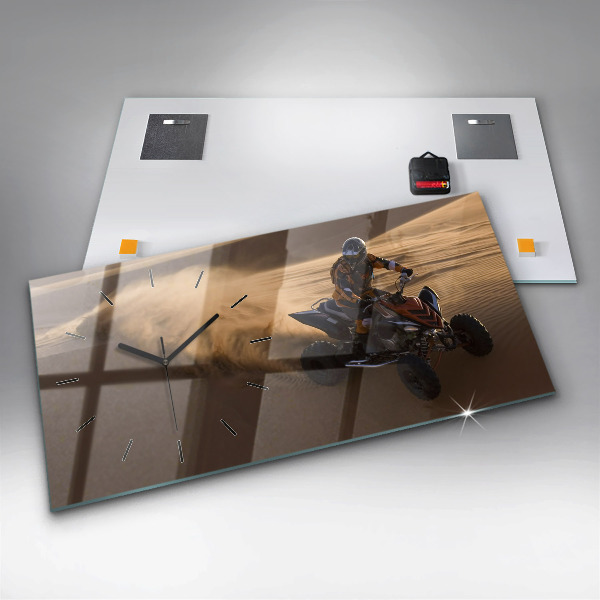 Horizontal wall clock Quad in the desert