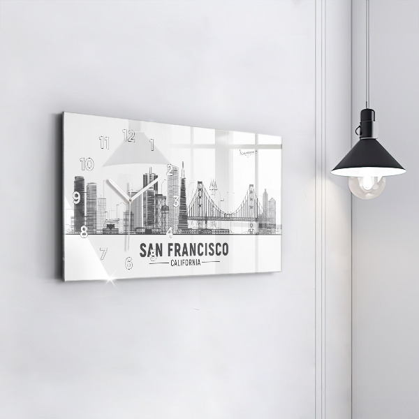 Horizontal wall clock San Francisco Skyline