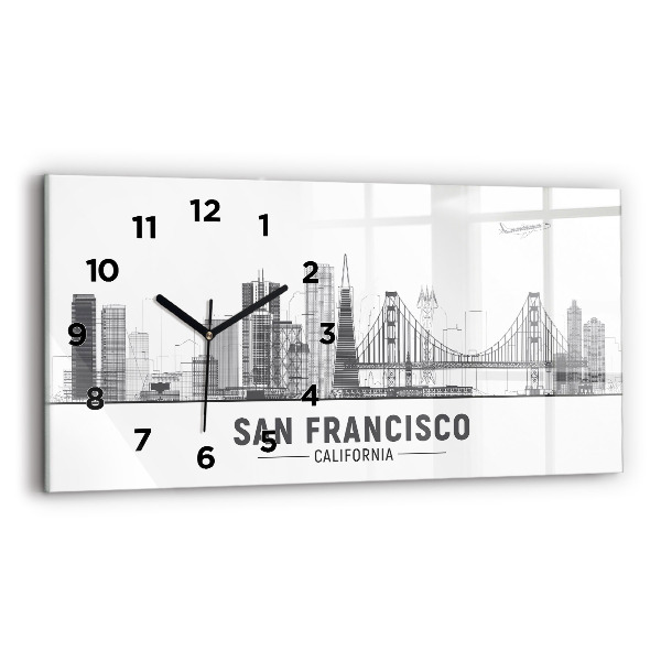 Horizontal wall clock San Francisco Skyline