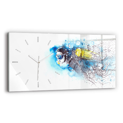 Horizontal wall clock Underwater fish life