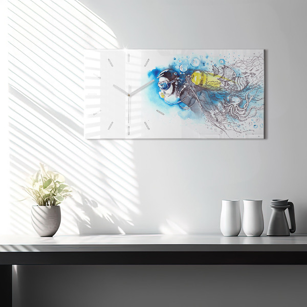 Horizontal wall clock Underwater fish life