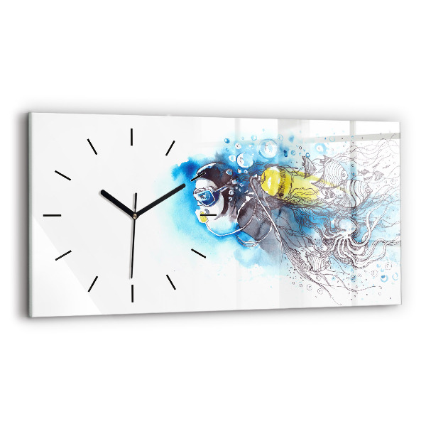 Horizontal wall clock Underwater fish life