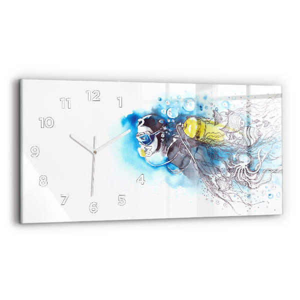 Horizontal wall clock Underwater fish life