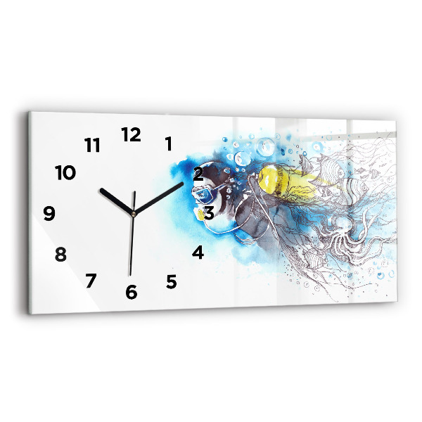 Horizontal wall clock Underwater fish life