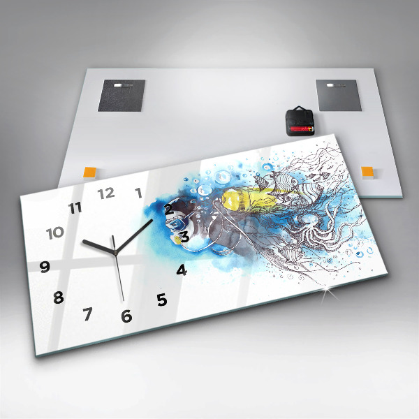 Horizontal wall clock Underwater fish life