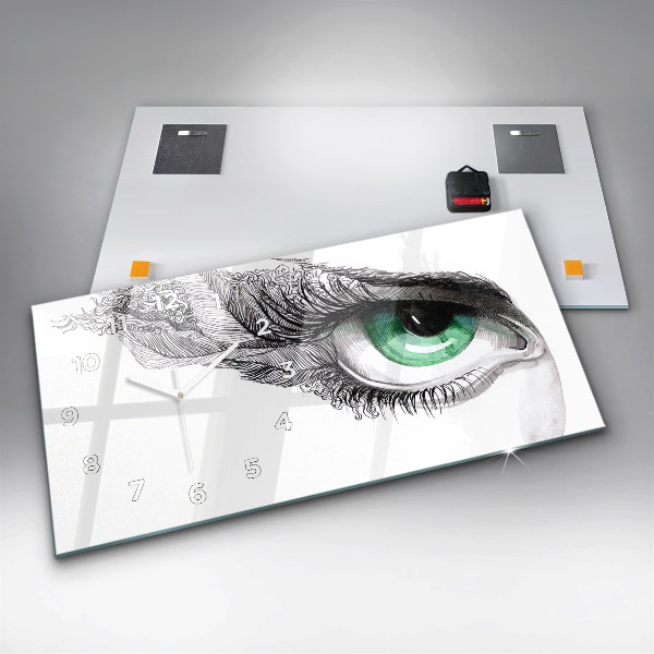 Horizontal wall clock Abstraction of the human eye