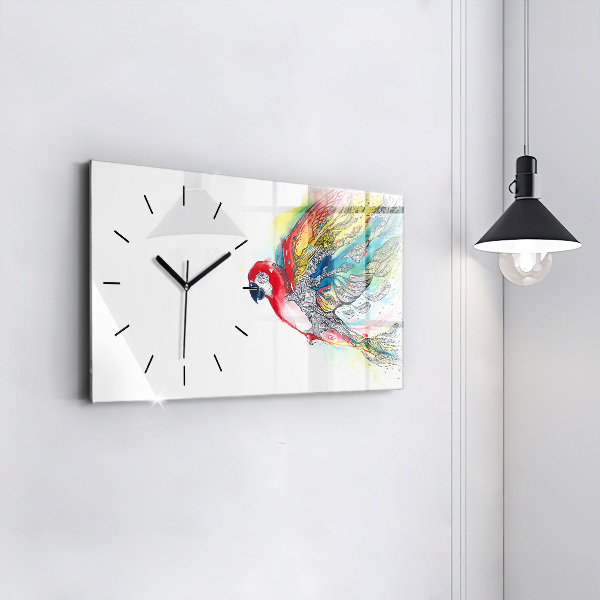 Horizontal wall clock Colorful Parrot in Flight