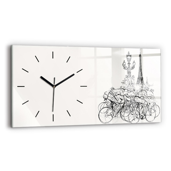 Horizontal wall clock Cycling race drawing