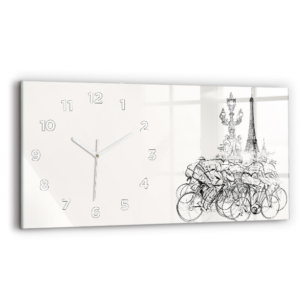 Horizontal wall clock Cycling race drawing