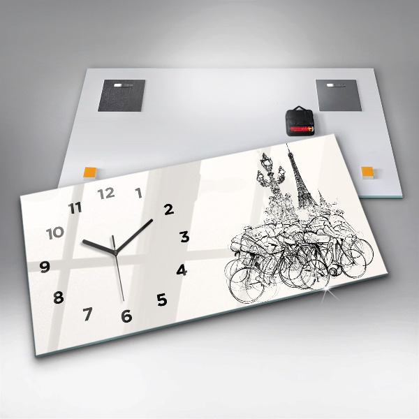 Horizontal wall clock Cycling race drawing