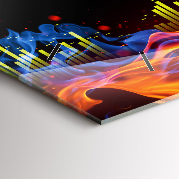 Horizontal wall clock Headphones and sound waves