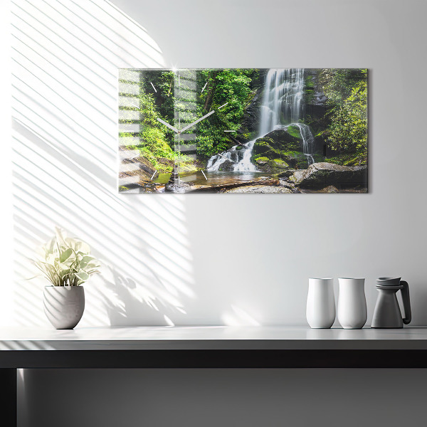 Horizontal wall clock Waterfall forest