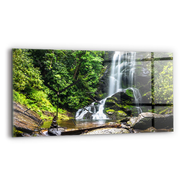Horizontal wall clock Waterfall forest
