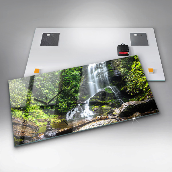 Horizontal wall clock Waterfall forest