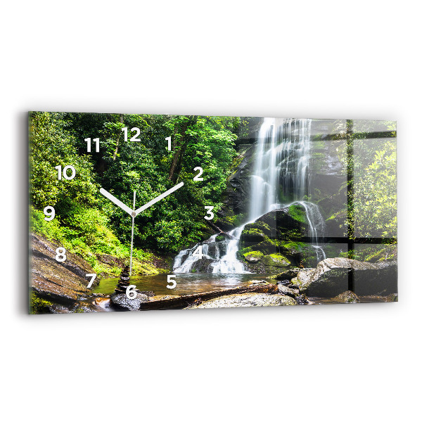 Horizontal wall clock Waterfall forest
