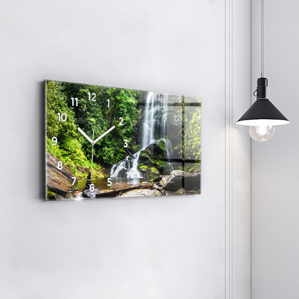 Horizontal wall clock Waterfall forest