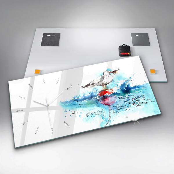 Horizontal wall clock Painted seagull