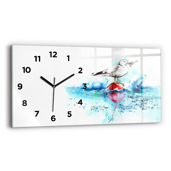 Horizontal wall clock Painted seagull