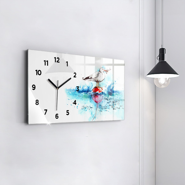 Horizontal wall clock Painted seagull