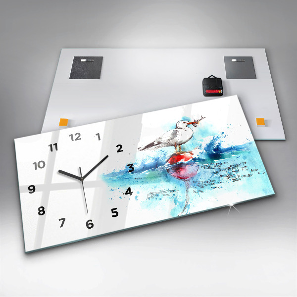 Horizontal wall clock Painted seagull
