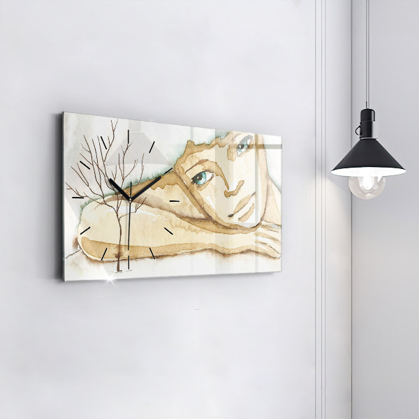 Horizontal wall clock Portrait of a woman