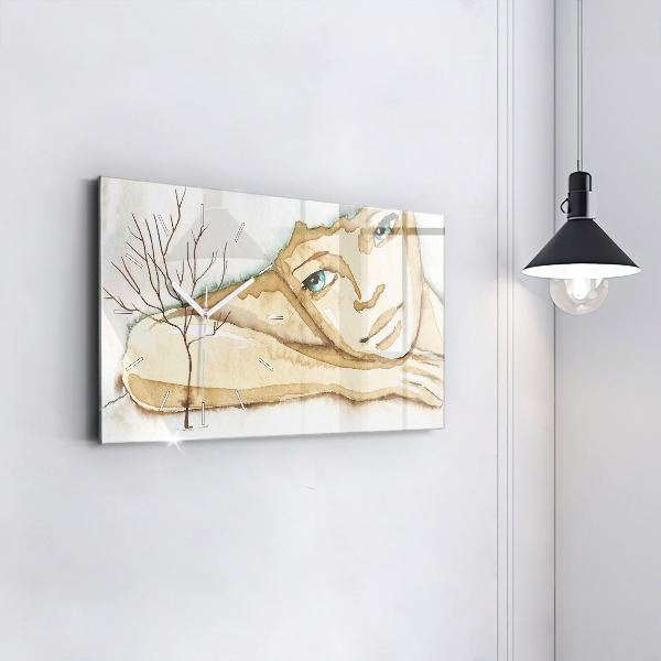 Horizontal wall clock Portrait of a woman