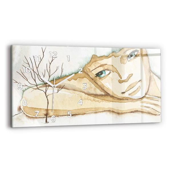 Horizontal wall clock Portrait of a woman