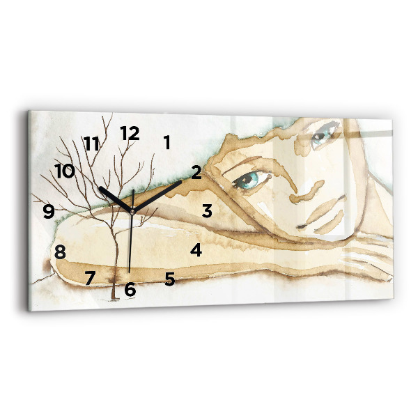 Horizontal wall clock Portrait of a woman