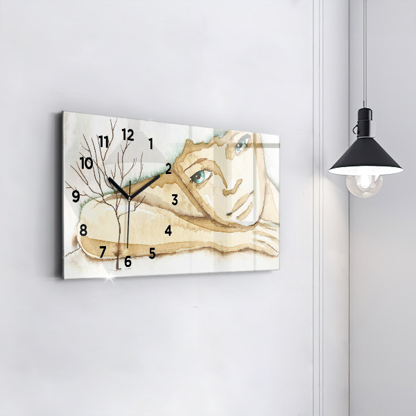 Horizontal wall clock Portrait of a woman