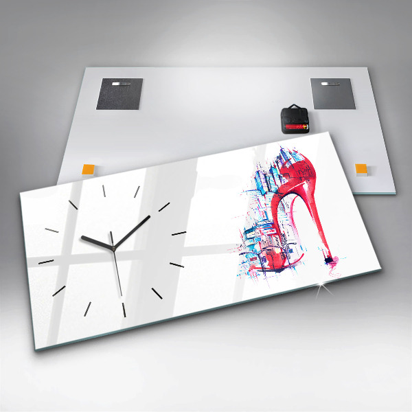 Horizontal wall clock Red heel