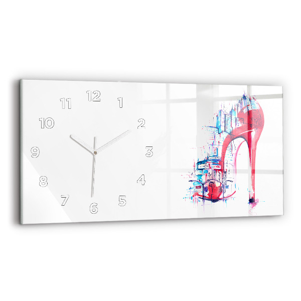 Horizontal wall clock Red heel