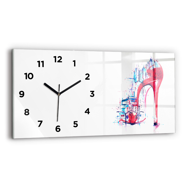 Horizontal wall clock Red heel