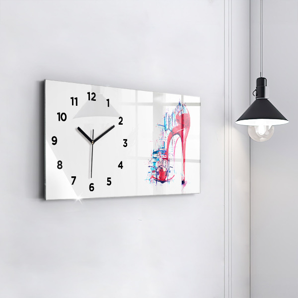 Horizontal wall clock Red heel