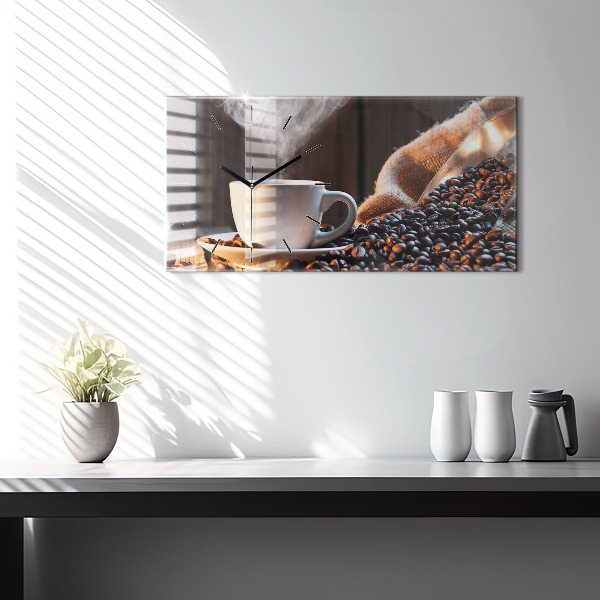 Horizontal wall clock A cup of coffee