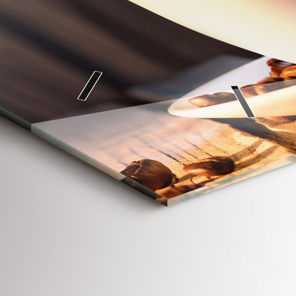 Horizontal wall clock A cup of coffee