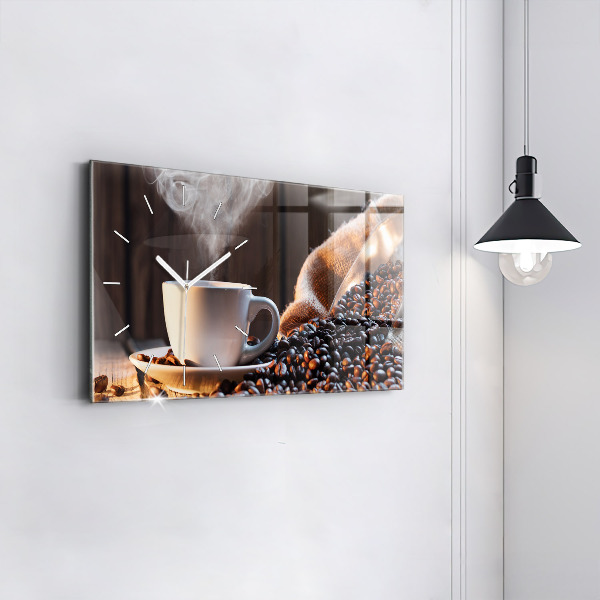 Horizontal wall clock A cup of coffee