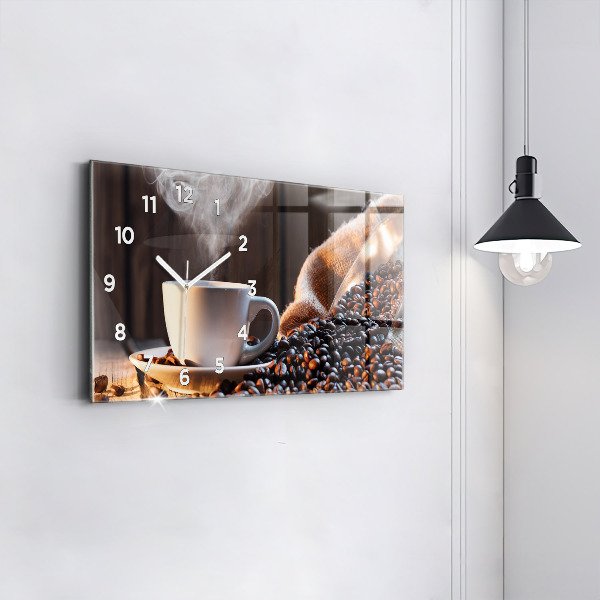 Horizontal wall clock A cup of coffee