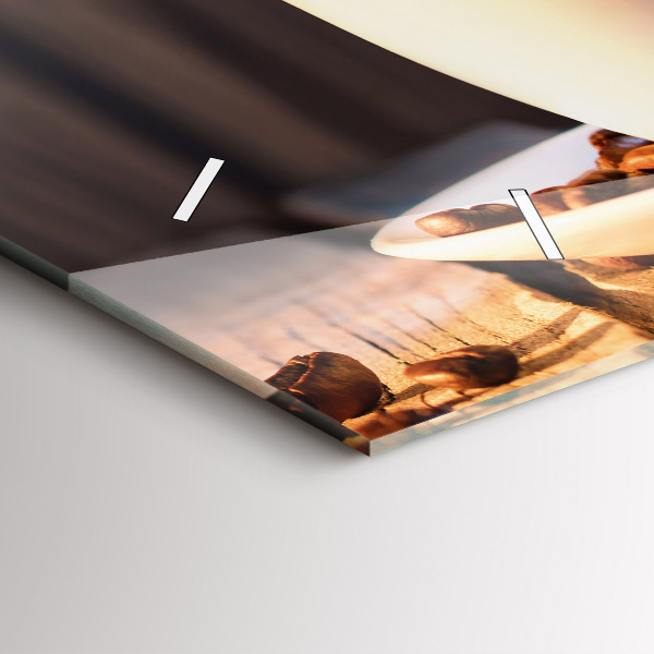 Horizontal wall clock A cup of coffee