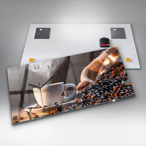 Horizontal wall clock A cup of coffee