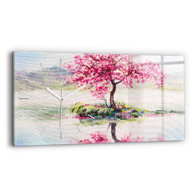 Horizontal wall clock Tree Mosaic