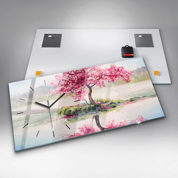 Horizontal wall clock Tree Mosaic