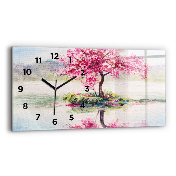 Horizontal wall clock Tree Mosaic