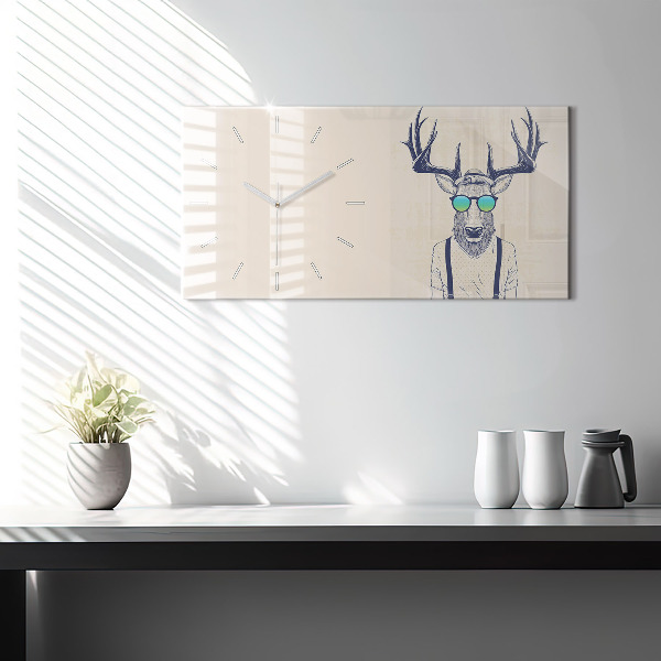 Horizontal wall clock Abstract deer